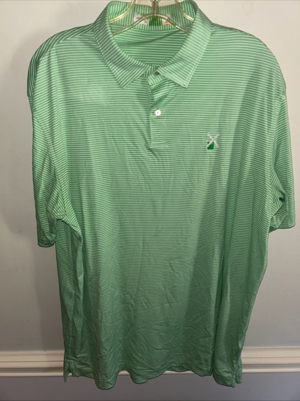 Peter Millar Mint Green Striped Golf Polo